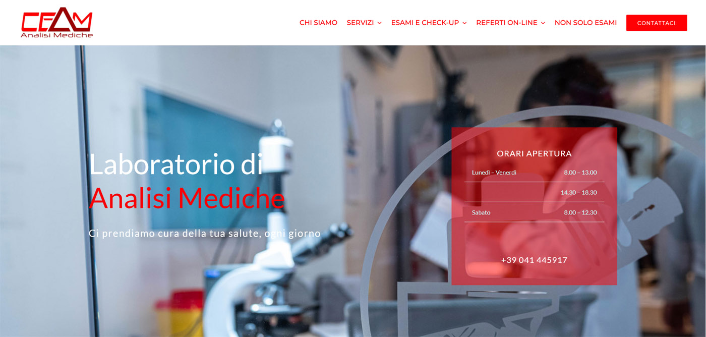 Sito web del centro CEAM Analisi Mediche di Scorzè